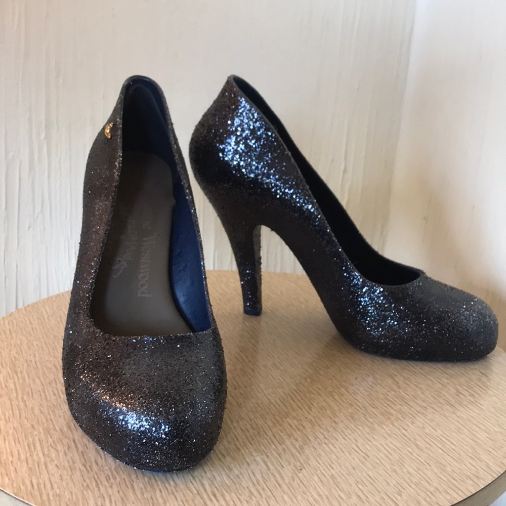 Vivienne Westwood Black Glitter Heels